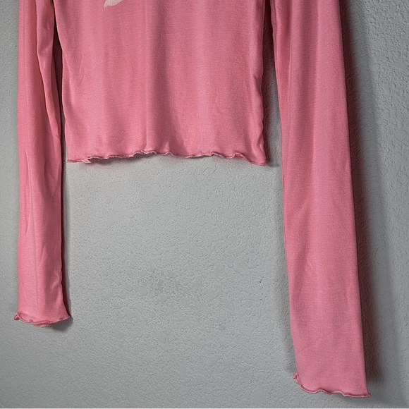 NWOT Wildfox REN Flirt Long Sleeve Crop Top Ruffled Hems‎ Sz Large - Picture 4 of 9